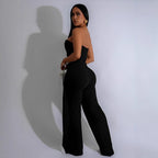 Damen-Jumpsuit mit elegantem Bustier-Oberteil und kontrastierenden Saumakzenten EB