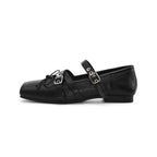 Damen Ballerinas mit modischen Schnallen und schimmerndem Obermaterial EB