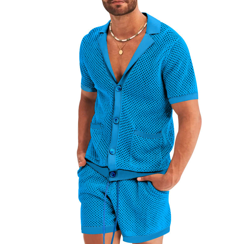 Herren-Strickset: Cardigan und Shorts