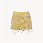 Damen Glitzerndes Crop-Top und Minirock-Set mit Fransen EB