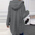 Damen Gemütlicher Hoodie-Mantel aus Teddy-Fleece EB