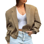 Damen Karierte Oversized-Blazerjacke im lässigen Schnitt EB
