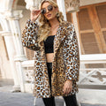 Damen Elegante Fleecejacke im Leopardenmotiv EB