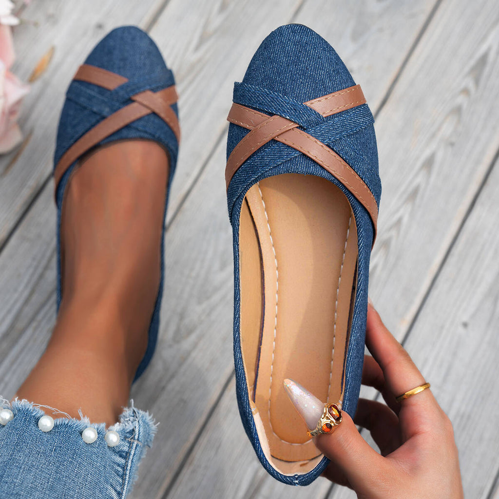 Damen elegante Ballerinas mit gekreuzten Riemen EB
