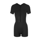 Damen Bodycon Jumpsuit mit kurzem Arm und Reißverschluss EB