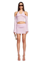 Damen gehäkeltes Crop-Top und Minirock-Set mit elegantem Design EB