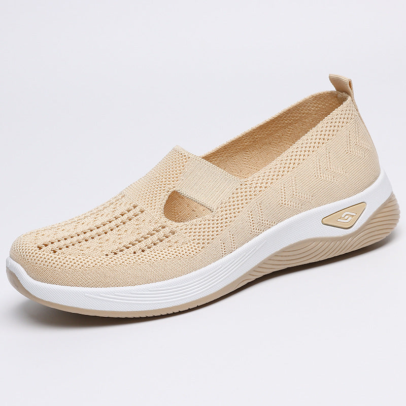 Damen bequeme Slip-On Schuhe mit atmungsaktiver Strickoberfläche EB