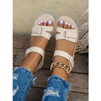 Damen bequeme Riemchen-Sandalen mit modischem Schnallen-Design EB
