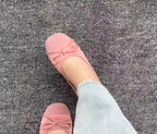 Damen Ballerinas mit zarten Schleifen und weichem Veloursleder EB