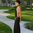 Damen Elegantes Abendkleid mit schimmerndem Gürtel EB