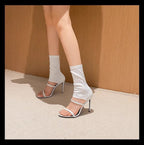 Damen elegante Ankle Boots mit stretchigem Obermaterial und stilvollem hohen Absatz EB