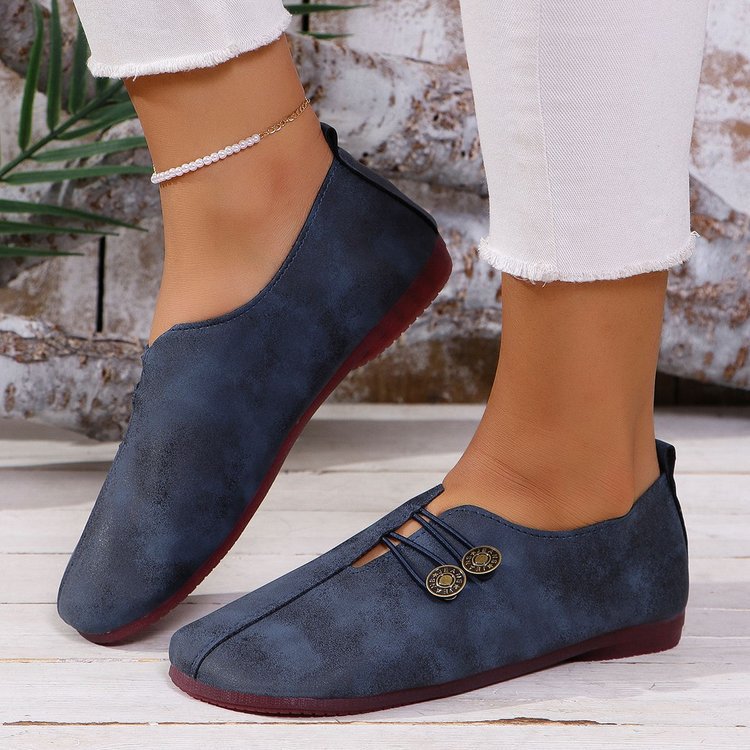 Damen komfortable Slipper mit modischen Knopfdetails EB