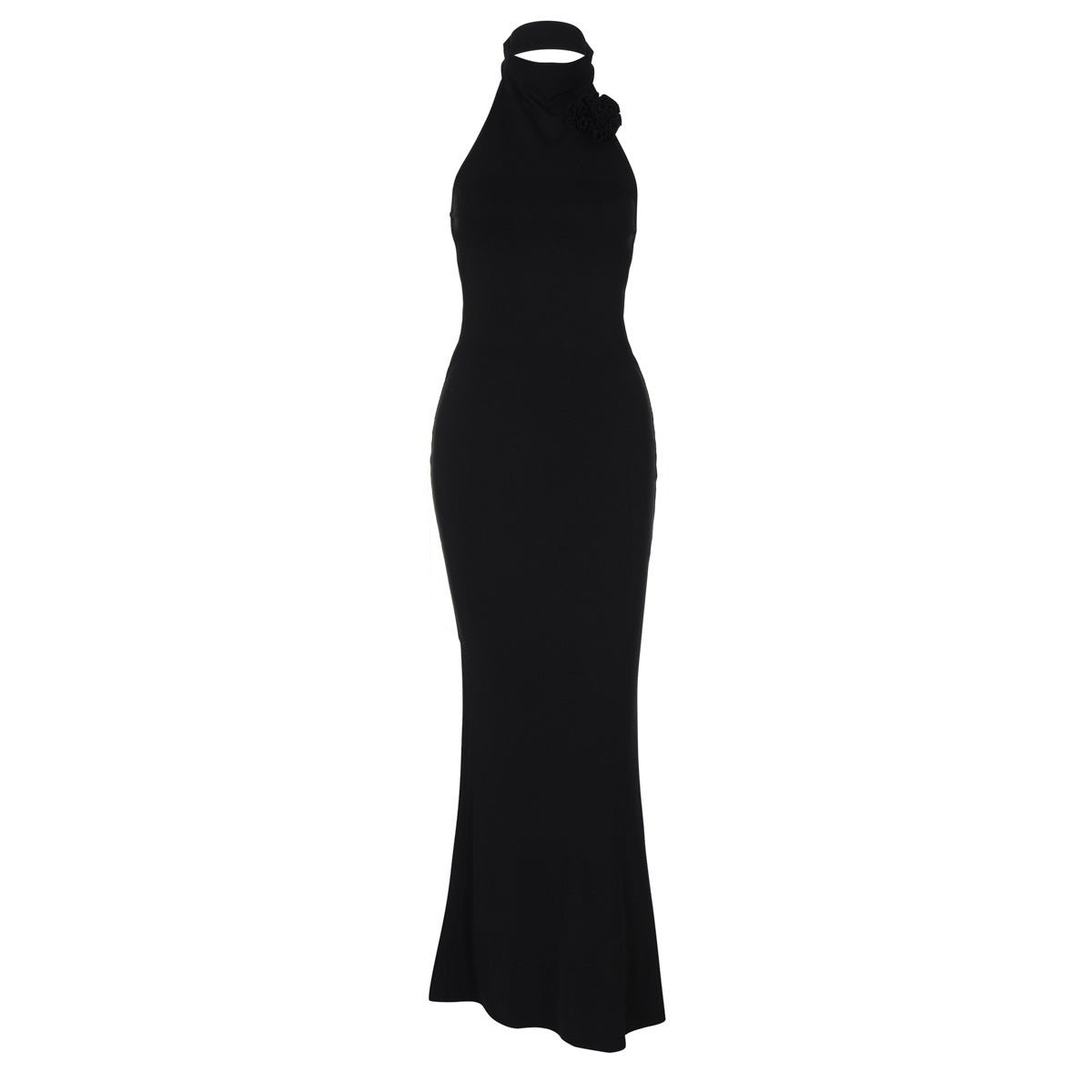 Damen Elegantes Maxi-Kleid mit raffiniertem Halter und floralem Akzent EB