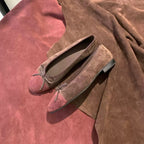 Damen Ballerinas mit dekorativem Schleifenakzent und hochwertiger Veloursleder-Oberfläche EB