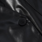 Damen elegante Longblazer aus hochwertigem Kunstleder EB