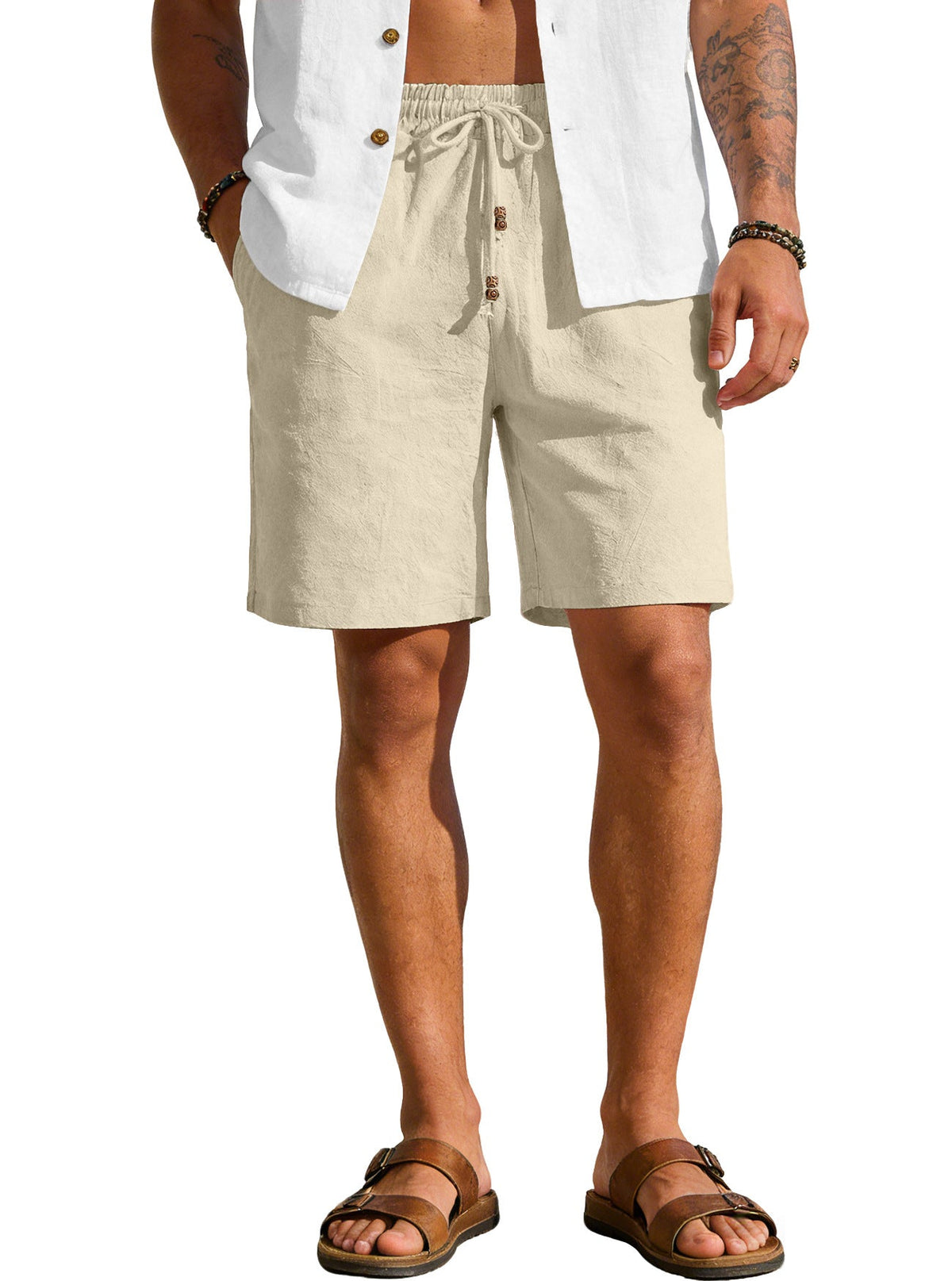 Leichte Herren-Strandbermuda aus Leinenmischung