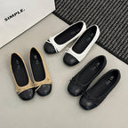 Damen edle Ballerinas mit feinem Schleifendetail und kontrastierendem Zehenbereich EB