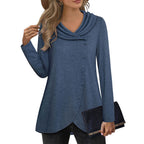 Damen Elegante Bluse mit asymmetrischem Saum und Kragen EB