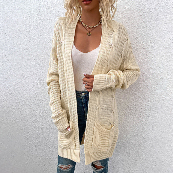 Damen Grober Strickcardigan mit offenem Schnitt und praktischen Taschen EB