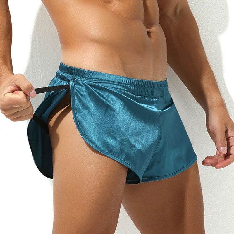 Kurze Satin-Schlafshorts für Herren mit Seitenschlitz