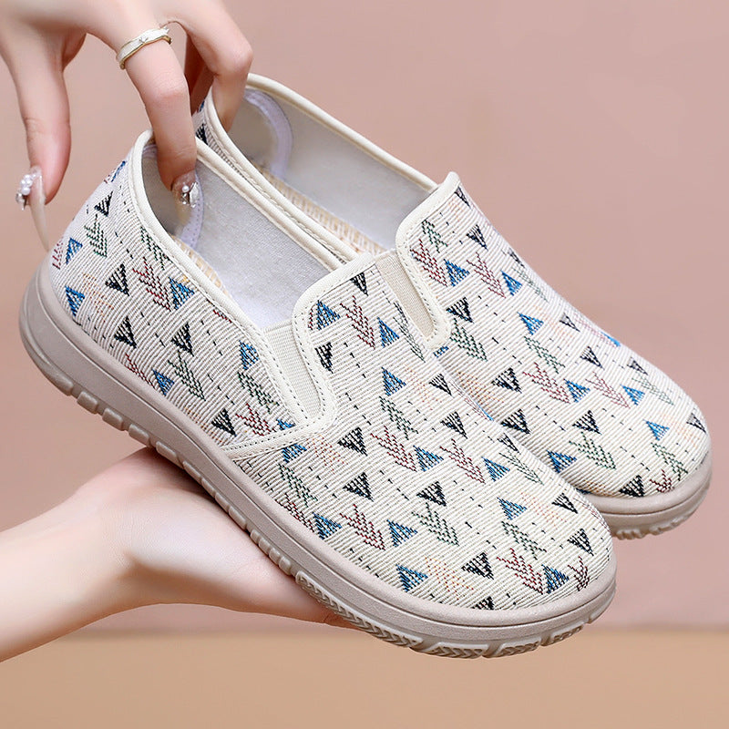 Damen Bequeme Slip-On Schuhe mit farbenfrohem Muster EB