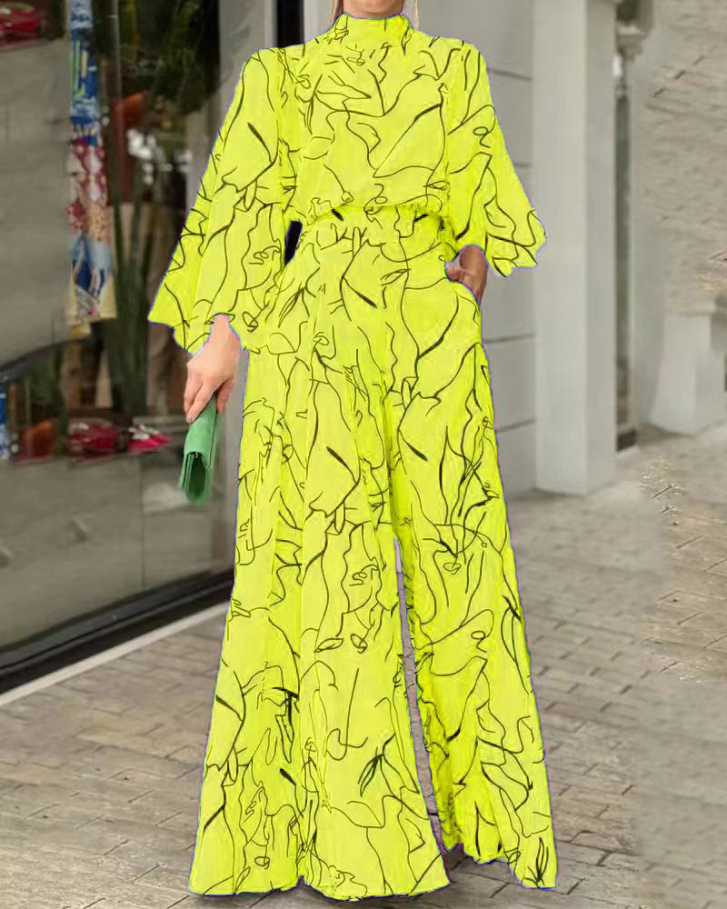 Eleganter Jumpsuit mit Stehkragen und Ballonärmeln