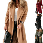 Damen Eleganter und gemütlicher Mantel mit Gürtel und Taschen EB