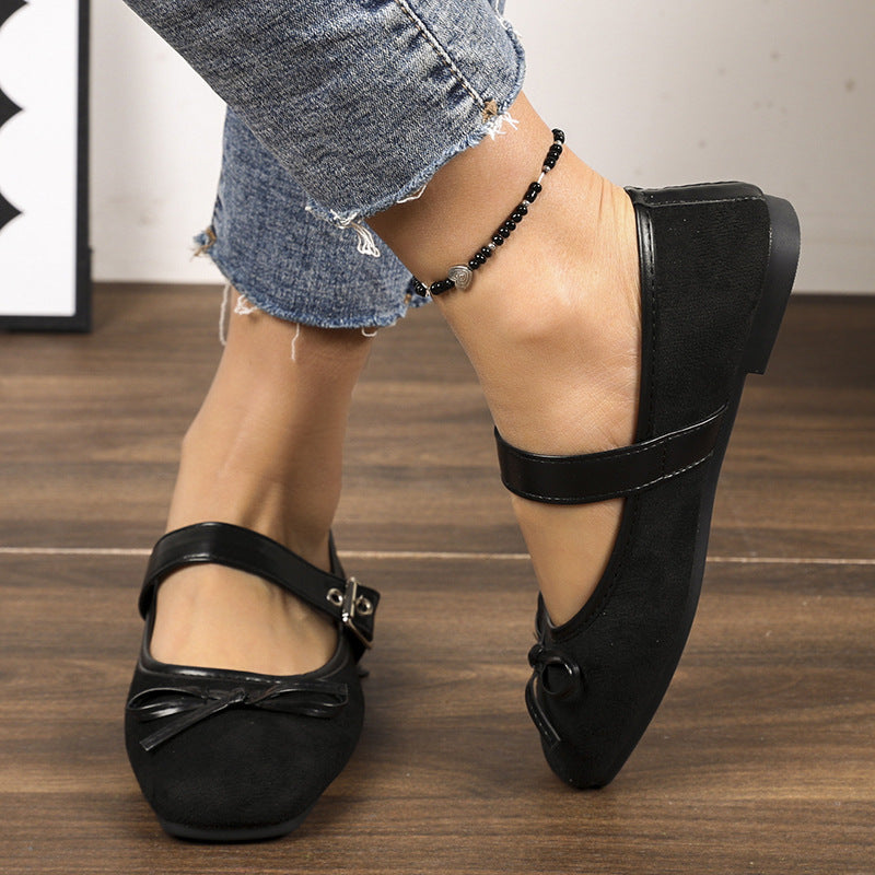 Damen Ballerinas mit verstellbarem Riemen und elegantem Schleifendetail EB