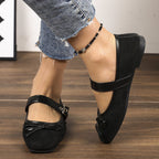 Damen Ballerinas mit verstellbarem Riemen und elegantem Schleifendetail EB