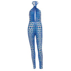 Damen Bodycon Jumpsuit mit tiefem V-Ausschnitt und exklusivem Muster EB