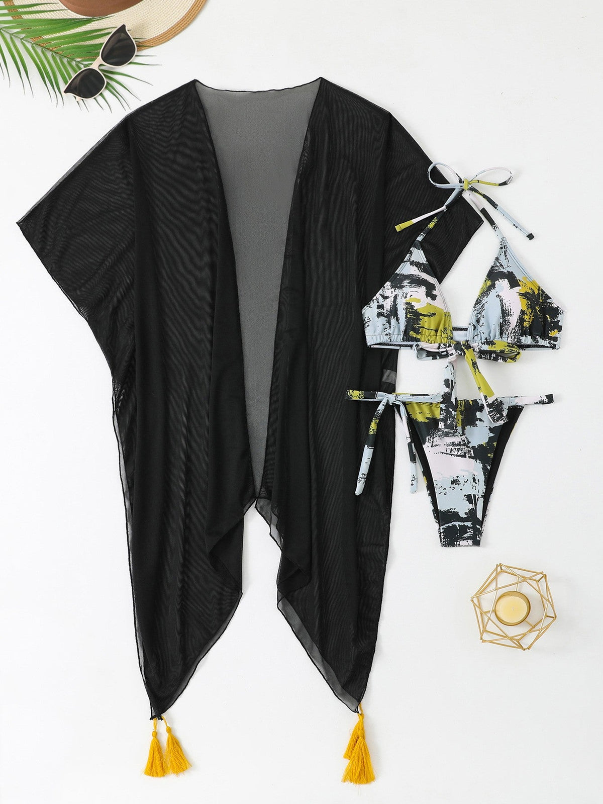 Damen Bademantel mit modischem Kimono-Design EB