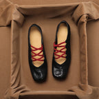 Damen Ballerina-Schuhe mit raffiniertem Schnürdesign und weicher Lederoberfläche EB