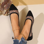 Damen Ballerinas mit transparentem Mesh-Obermaterial und verspieltem Schleifen-Detail EB
