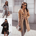 Damen Eleganter Trenchcoat aus hochwertigem Material mit taillierbarem Gürtel und stilvollem Schnitt EB