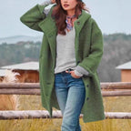 Damen lässiger Oversized-Fleece-Mantel mit praktischen Taschen EB