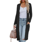 Damen lässiger Strickmantel mit offenen Fronten und praktischen Taschen EB