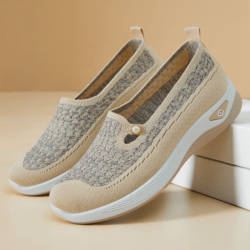 Damen Bequeme Slip-On Schuhe mit luftdurchlässigem Obermaterial und flexiblem Sohlendesign EB