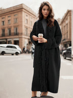 Damen Grober Strickcardigan mit fransigen Details und offenem Schnitt EB