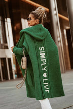 Damen Langarm-Strickmantel mit praktischen Taschen und offener Front EB