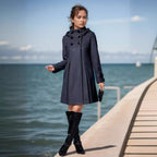 Damen eleganter Wollmantel mit modernem Kragen und praktischen Taschen EB