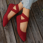 Damen Ballerina-Schuhe mit elastischen Kreuzbändern und rutschfester Sohle EB