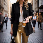 Damen eleganter Blazer mit Wabenstruktur und tailliertem Schnitt EB