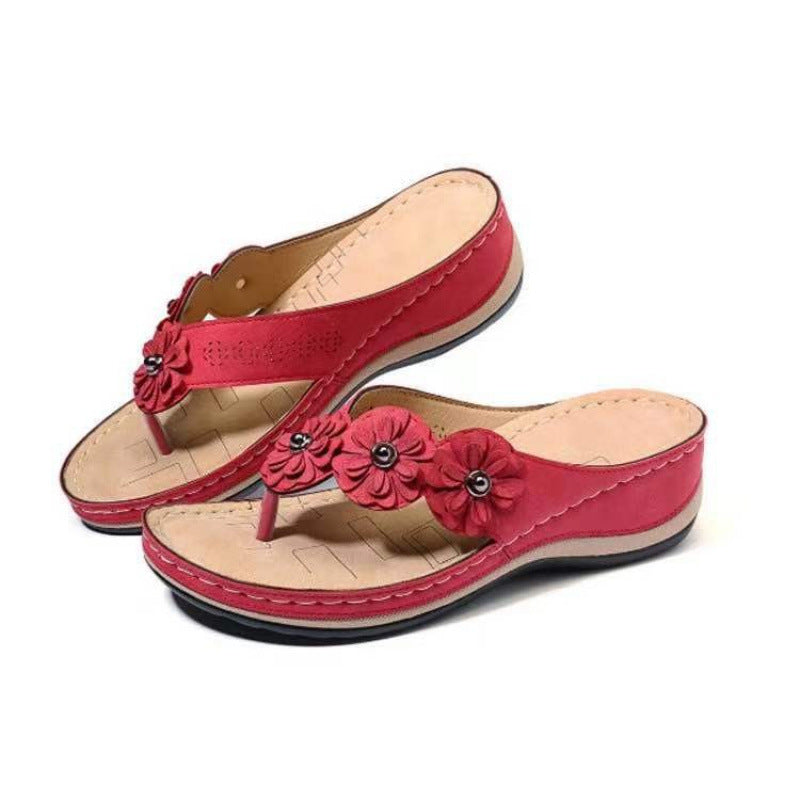 Damen Bequeme Riemensandalen mit floralen Applikationen EB
