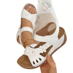 Damen Bequeme Sandalen mit floralem Design und verstellbarem Klettverschluss EB