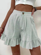 Damen Röhren-Shorts mit lässigem Rüschensaum und elastischem Bund EB