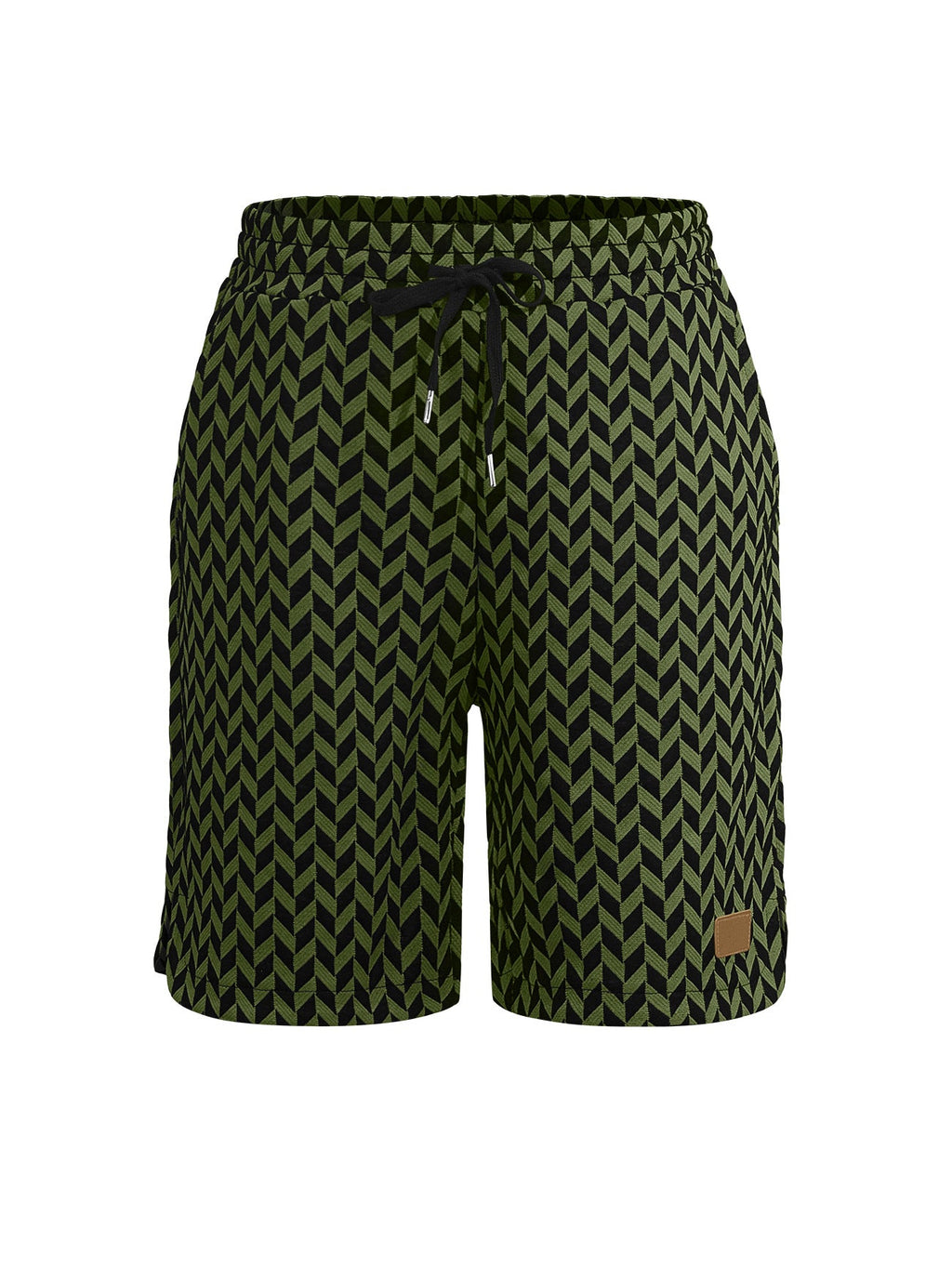 Damen-Jacquard-Shorts mit elastischem Komfortbund und Fischgrätmuster