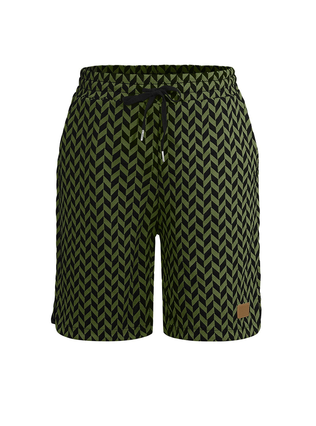 Damen-Jacquard-Shorts mit elastischem Komfortbund und Fischgrätmuster
