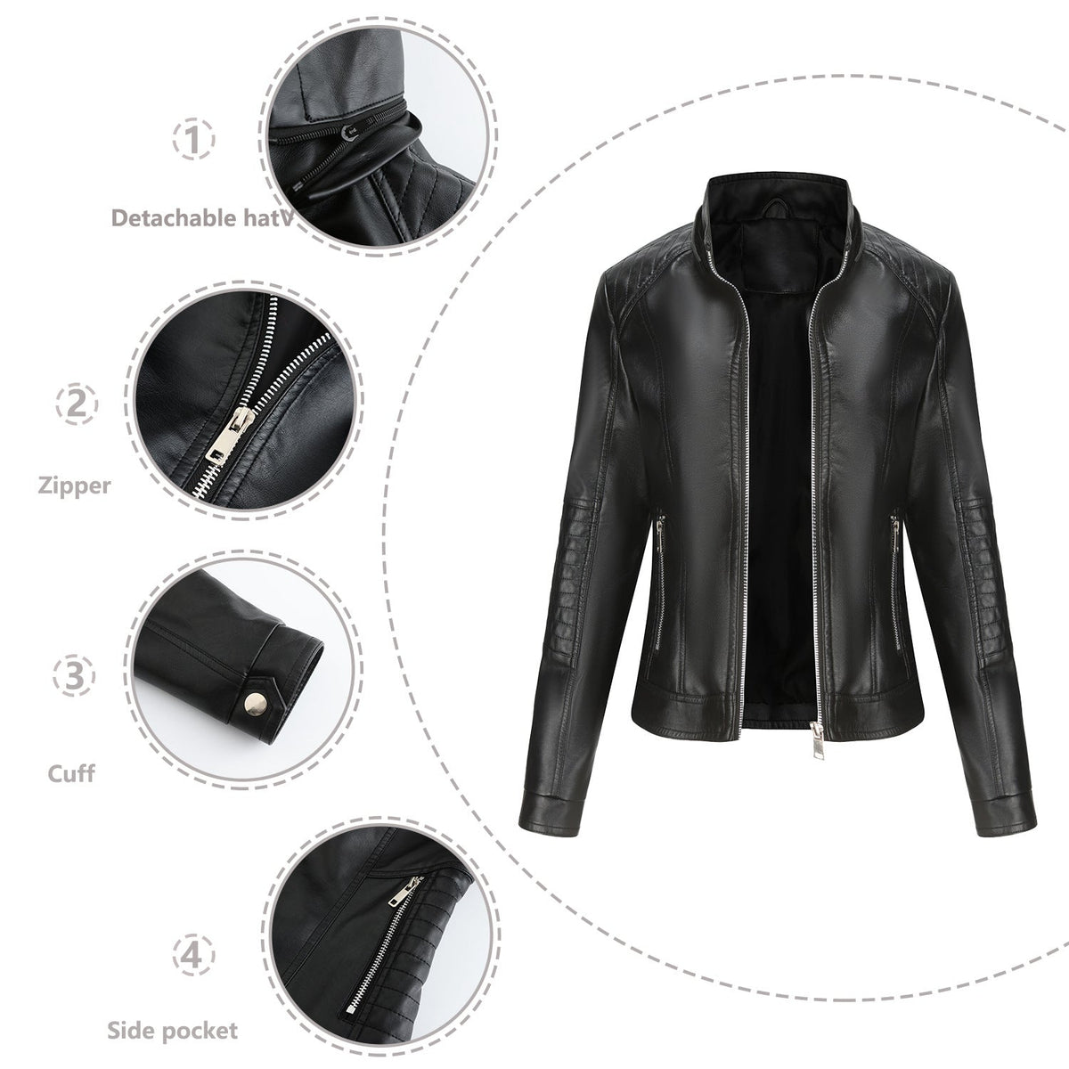Damen Kapuzenjacke aus hochwertigem Kunstleder EB