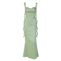 Damen Elegantes Maxikleid mit drapierter Vorderseite und Rüschendetails EB