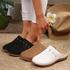 Damen Bequeme Clogs mit modischem Perforationsdesign und dekorativen Applikationen EB